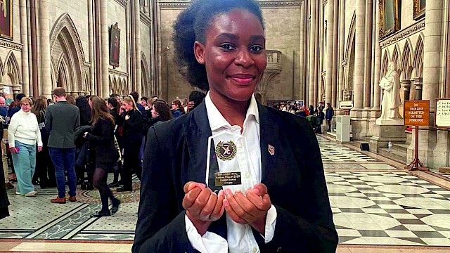 Rochester Grammar students "Best Witness" award at Bar Mock Trials Competition, held at the Royal Courts of Justice, London.